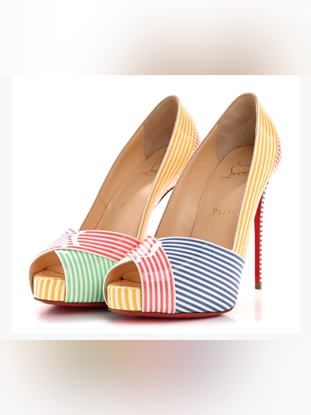 Christian Louboutin Marine Alta 120 Patent stripe pump